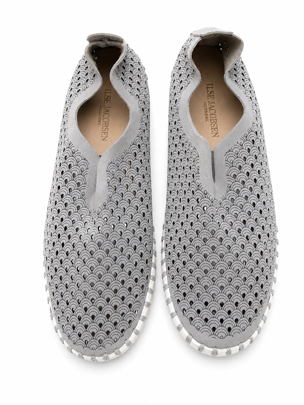 Ilse Jacobsen Light Grey Perforated Slip-Ons